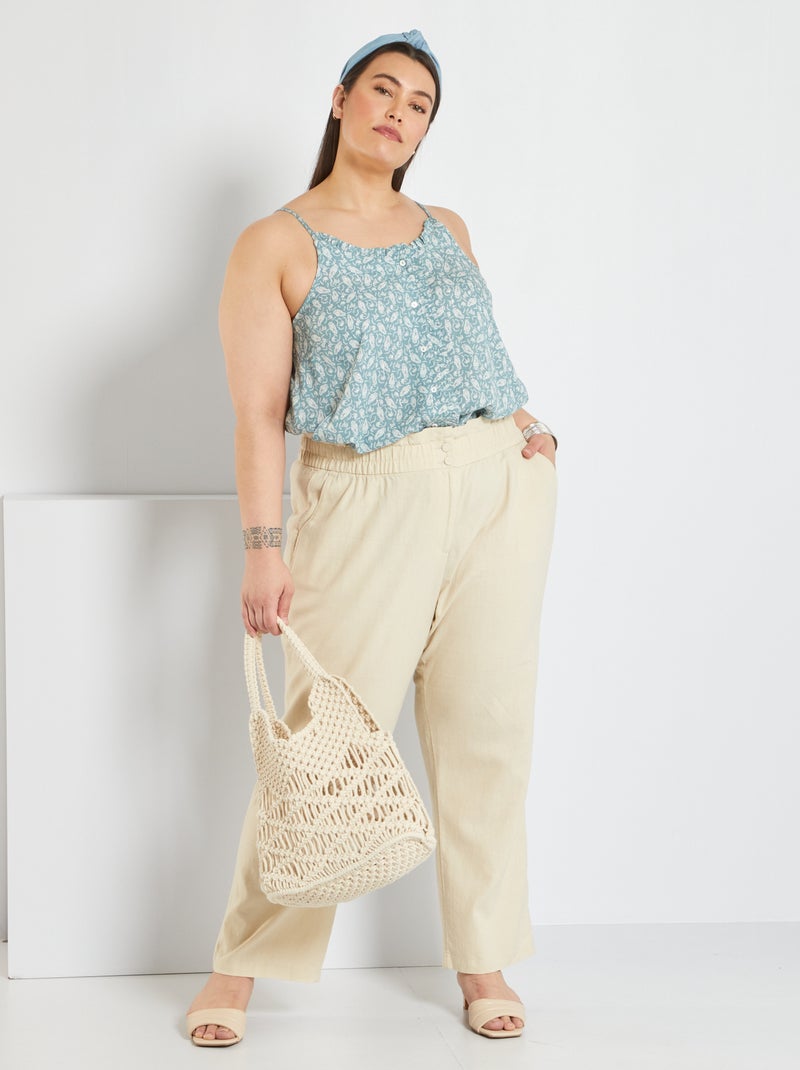 Pantalon droit fluide beige - Kiabi