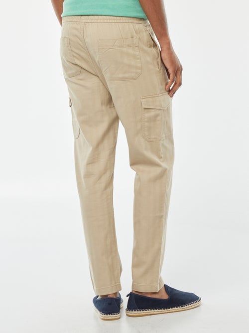 Pantalon droit multi-poches en twill - Kiabi