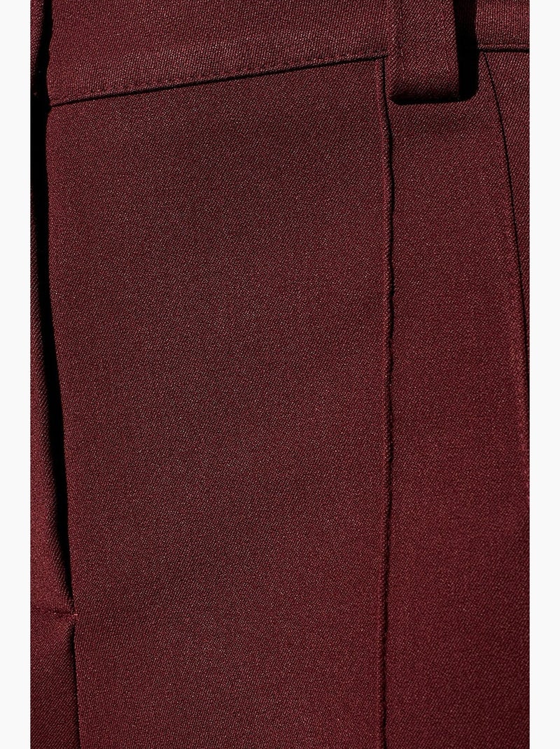 Pantalon droit plissé à taille haute dilvin Rouge bordeaux - Kiabi