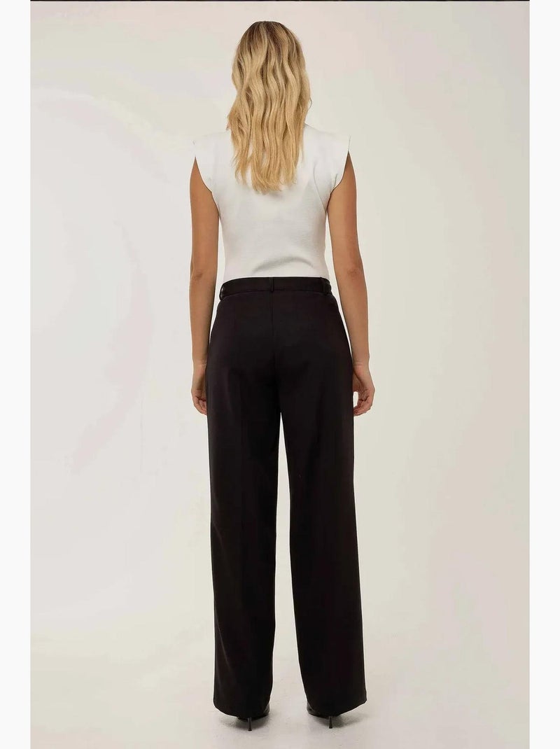 Pantalon droit plissé hiccup Noir - Kiabi