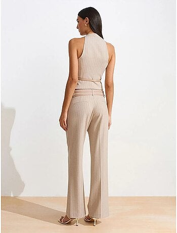 Pantalon droit rayé avec ceinture dilvin