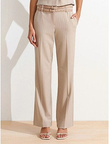 Pantalon droit rayé avec ceinture dilvin