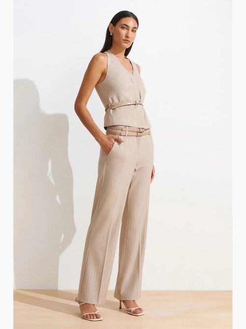Pantalon droit rayé avec ceinture dilvin - Kiabi Pantalon droit rayé avec ceinture dilvin - Kiabi