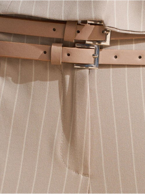 Pantalon droit rayé avec ceinture dilvin - Kiabi Pantalon droit rayé avec ceinture dilvin - Kiabi