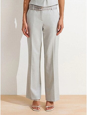 Pantalon droit rayé avec ceinture dilvin