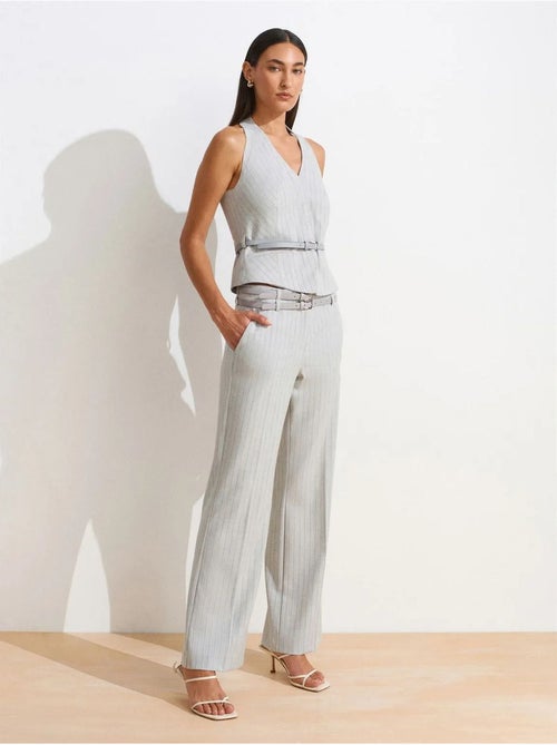 Pantalon droit rayé avec ceinture dilvin - Kiabi Pantalon droit rayé avec ceinture dilvin - Kiabi