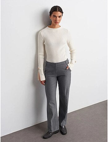 Pantalon droit taille basse en crêpe dilvin