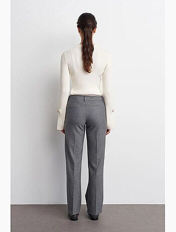 Pantalon droit taille basse en crêpe dilvin