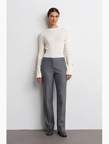 Pantalon droit taille basse en crêpe dilvin