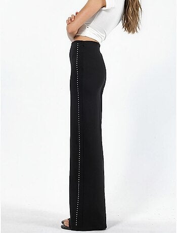 Pantalon droit taille haute avec accessoire en pierre hiccup
