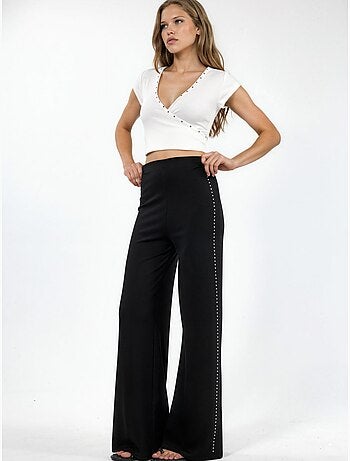 Pantalon droit taille haute avec accessoire en pierre hiccup
