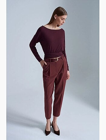 Pantalon droit taille haute avec ceinture dilvin