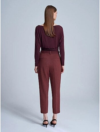 Pantalon droit taille haute avec ceinture dilvin