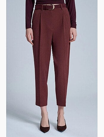 Pantalon droit taille haute avec ceinture dilvin