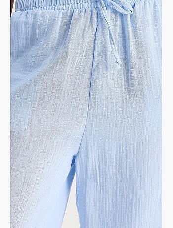 Pantalon droit taille haute avec cordon de serrage à la taille lucci