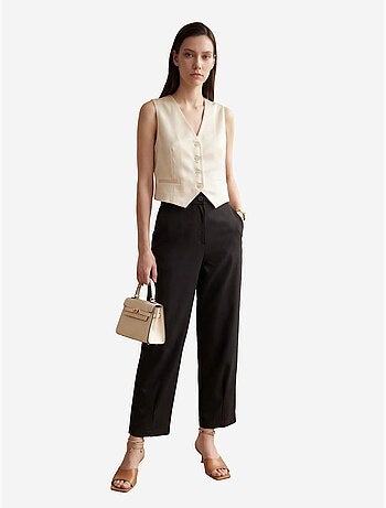 Pantalon droit taille haute avec poches my fashion