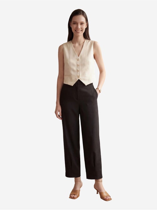 Pantalon droit taille haute avec poches my fashion - Kiabi Pantalon droit taille haute avec poches my fashion - Kiabi