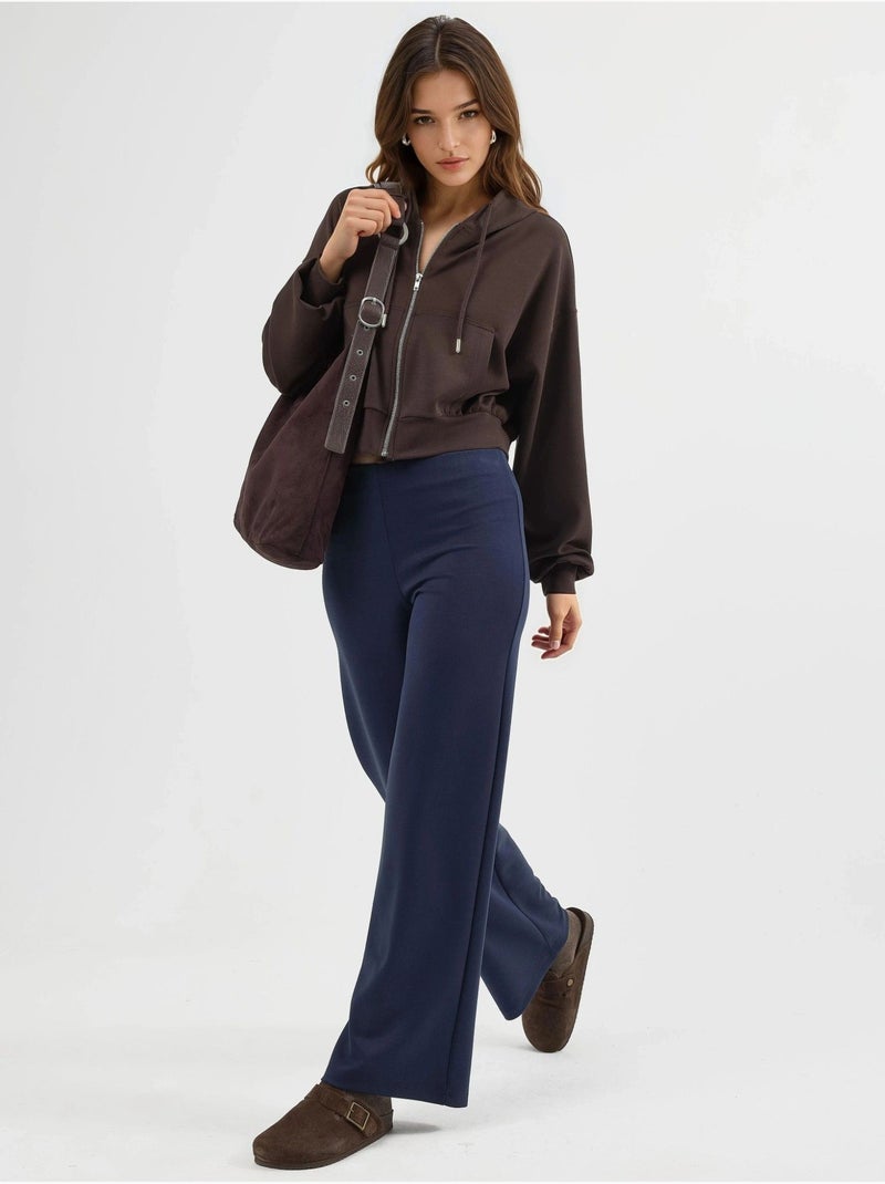Pantalon droit taille haute busem Bleu marine - Kiabi