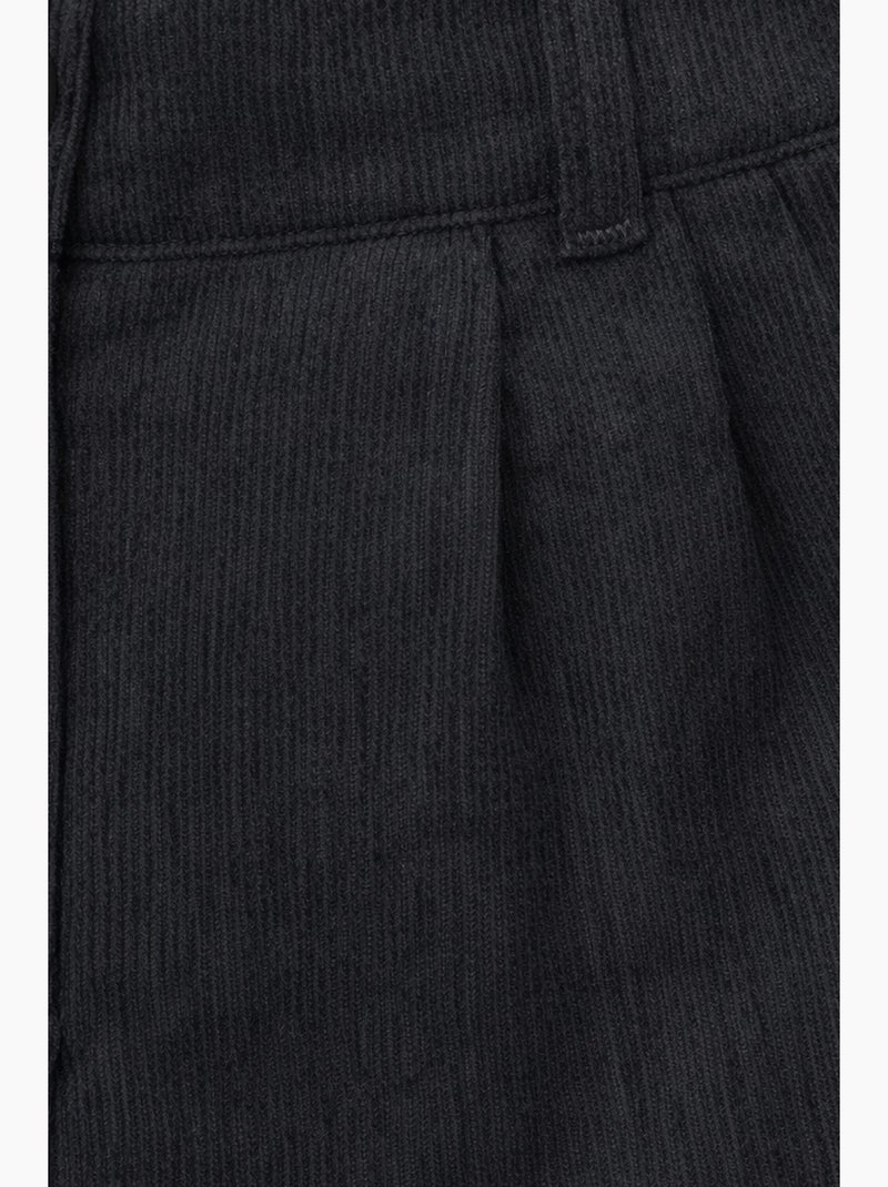 Pantalon droit taille haute en velours mixray Noir - Kiabi
