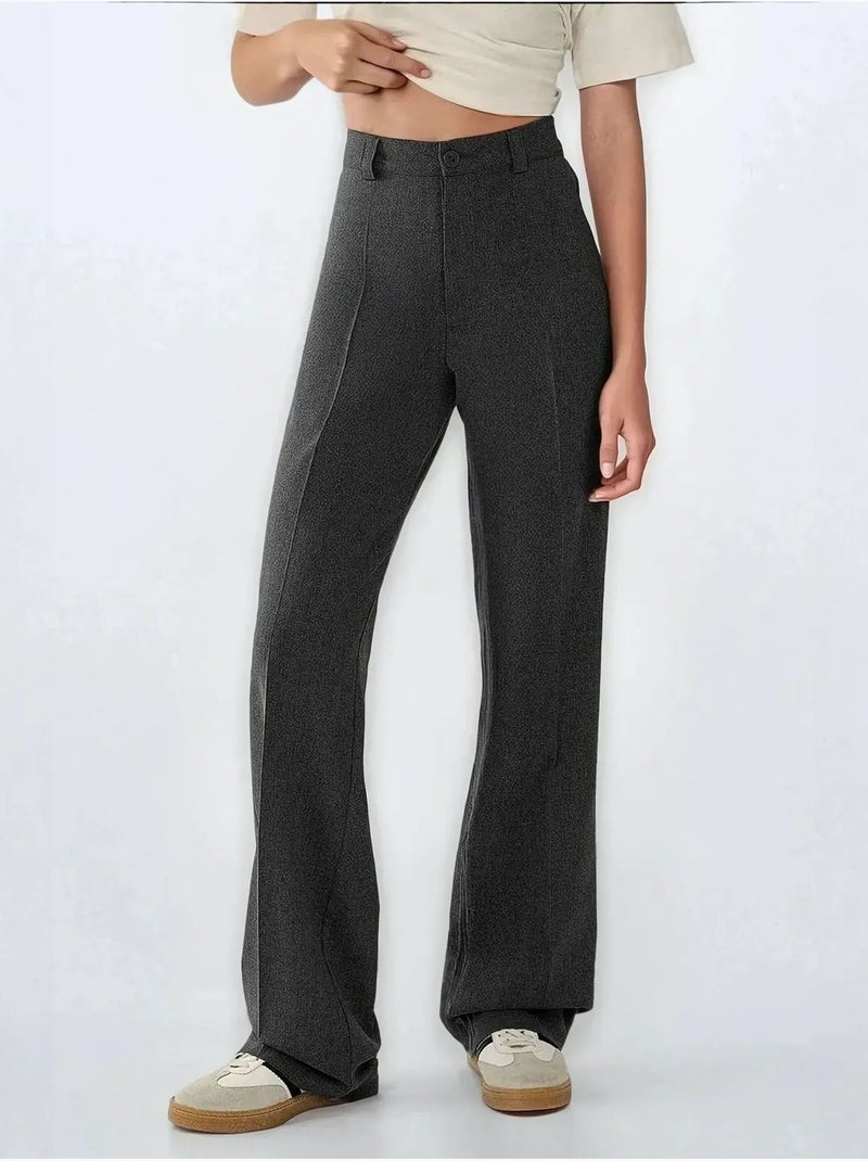 Pantalon droit taille haute hiccup Gris foncé - Kiabi