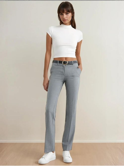 Pantalon droit taille haute hiccup - Kiabi Pantalon droit taille haute hiccup - Kiabi