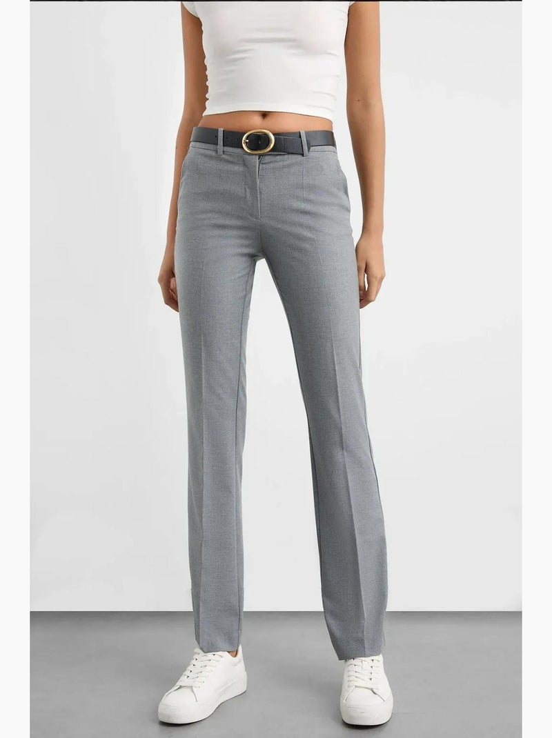 Pantalon droit taille haute hiccup Gris - Kiabi