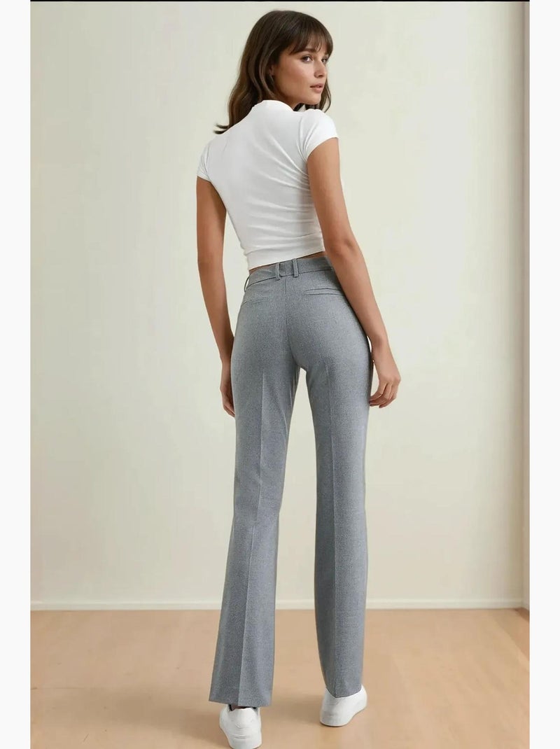 Pantalon droit taille haute hiccup Gris - Kiabi