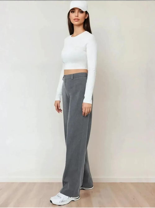 Pantalon droit taille haute hiccup - Kiabi Pantalon droit taille haute hiccup - Kiabi