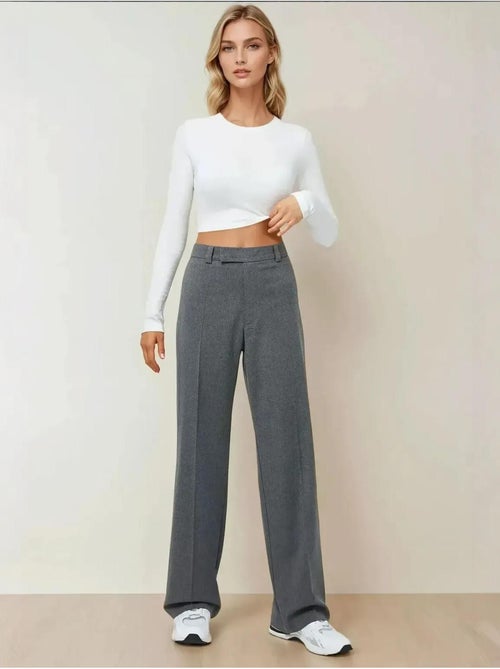 Pantalon droit taille haute hiccup - Kiabi Pantalon droit taille haute hiccup - Kiabi