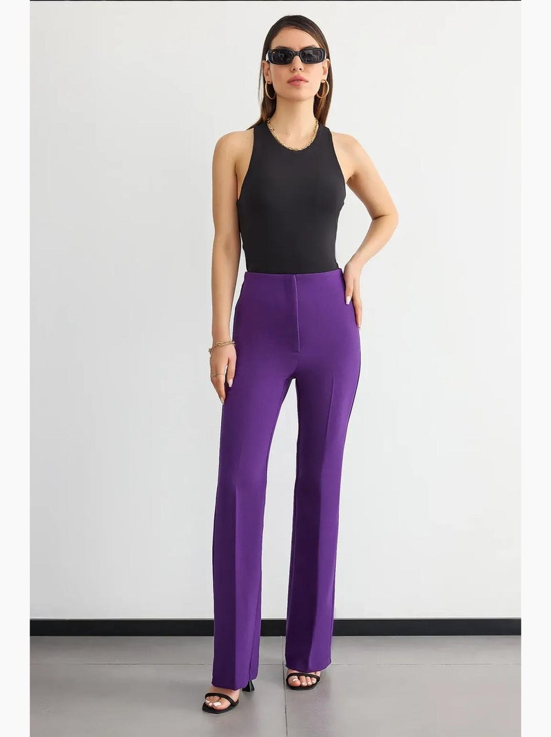 Pantalon droit taille haute hiccup Violet - Kiabi