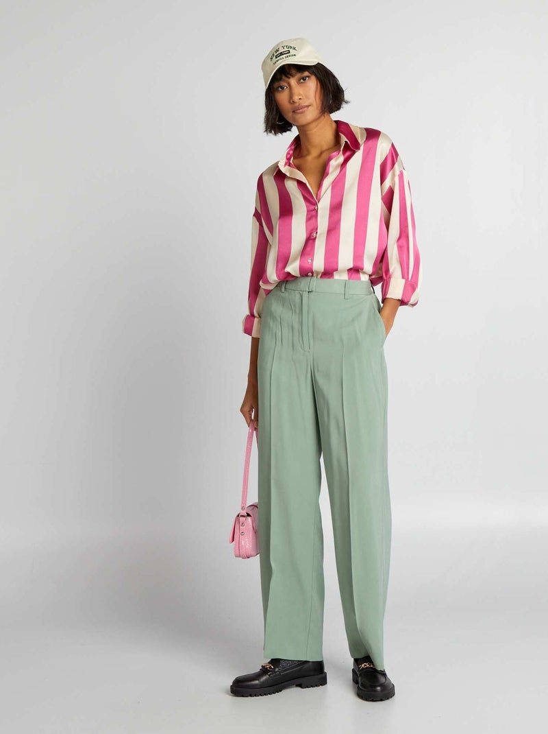 Pantalon droit taille haute Vert olive - Kiabi