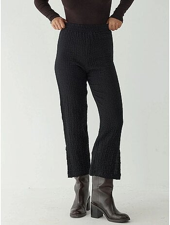 Pantalon droit texturé taille haute de qualité supérieure hiccup