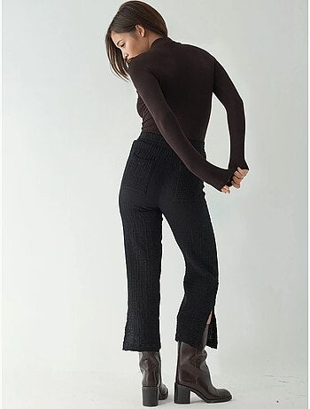 Pantalon droit texturé taille haute de qualité supérieure hiccup