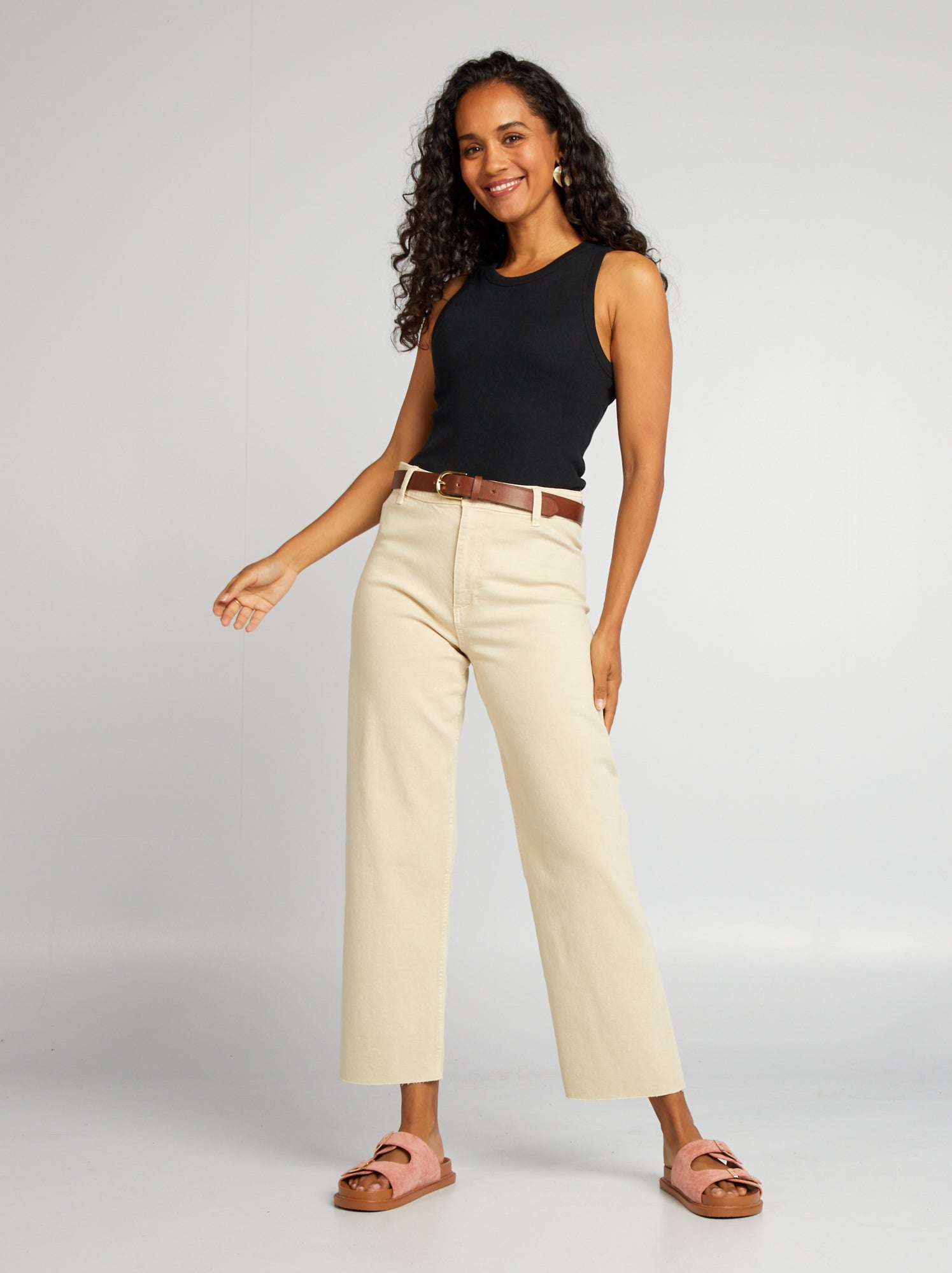 Pantalon droit wide leg L28 Ecru Kiabi 20.00