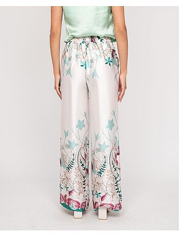 Pantalon effet satin motifs EZRA