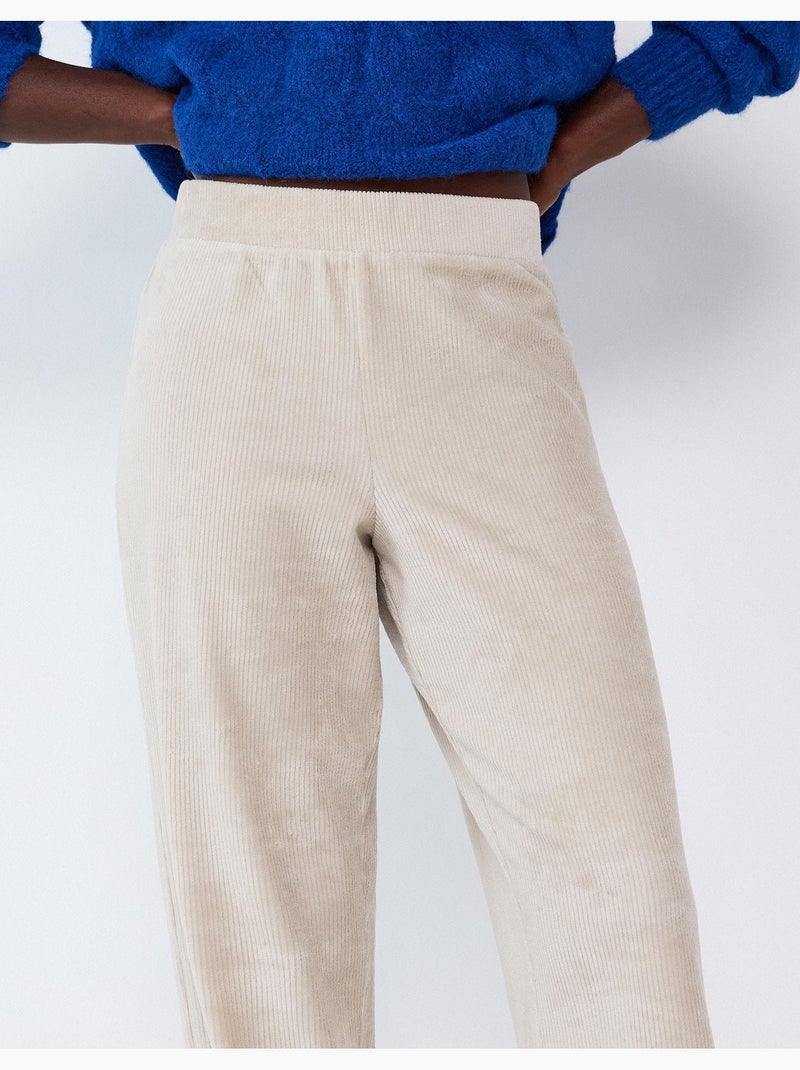 Pantalon effet velours côtelé, mo fashion Beige - Kiabi