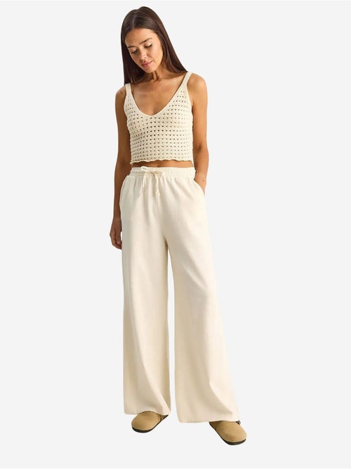 Pantalon en coton à jambes larges avec cordon à la taille lucci - Kiabi Pantalon en coton à jambes larges avec cordon à la taille lucci - Kiabi