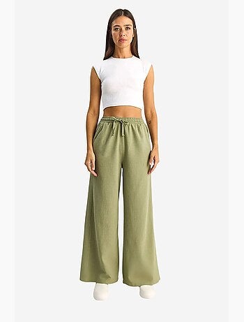 Pantalon en coton à jambes larges avec cordon à la taille lucci