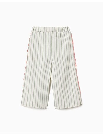 Pantalon en coton à rayures avec galon ric rac