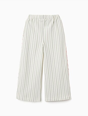 Pantalon en coton à rayures avec galon ric rac