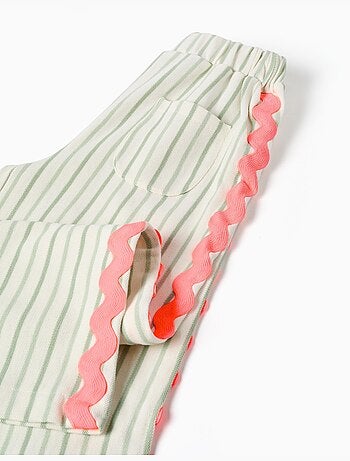 Pantalon en coton à rayures avec galon ric rac