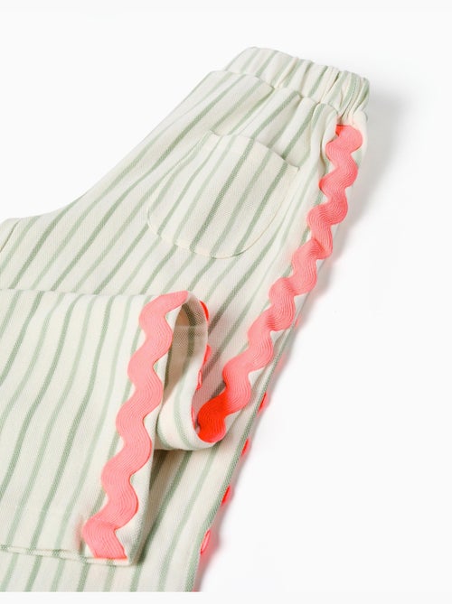 Pantalon en coton à rayures avec galon ric rac - Kiabi
