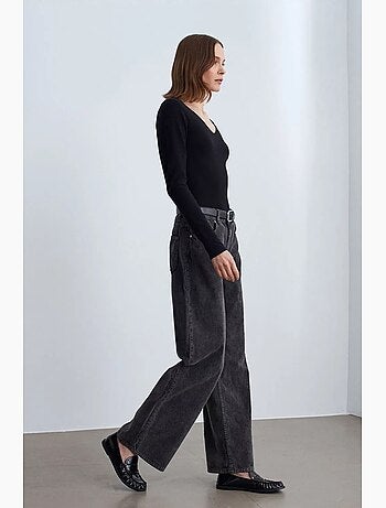 Pantalon en coton à taille haute et jambe large dilvin