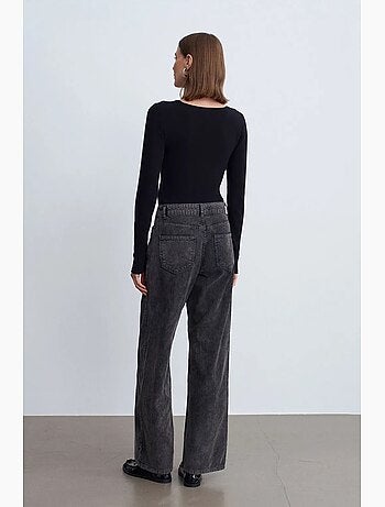 Pantalon en coton à taille haute et jambe large dilvin
