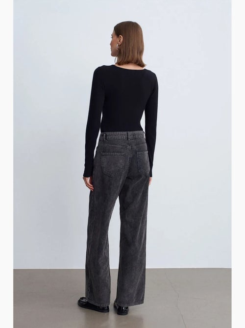 Pantalon en coton à taille haute et jambe large dilvin - Kiabi Pantalon en coton à taille haute et jambe large dilvin - Kiabi