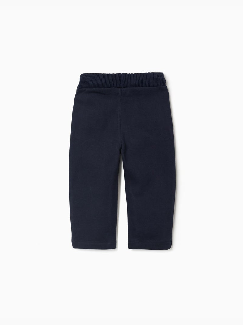 Pantalon en coton avec cordon de serrage Bleu foncé - Kiabi