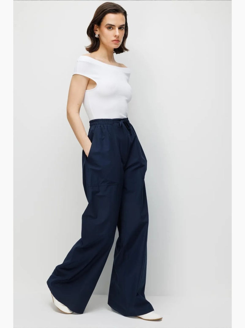 Pantalon en coton mixray Bleu marine - Kiabi
