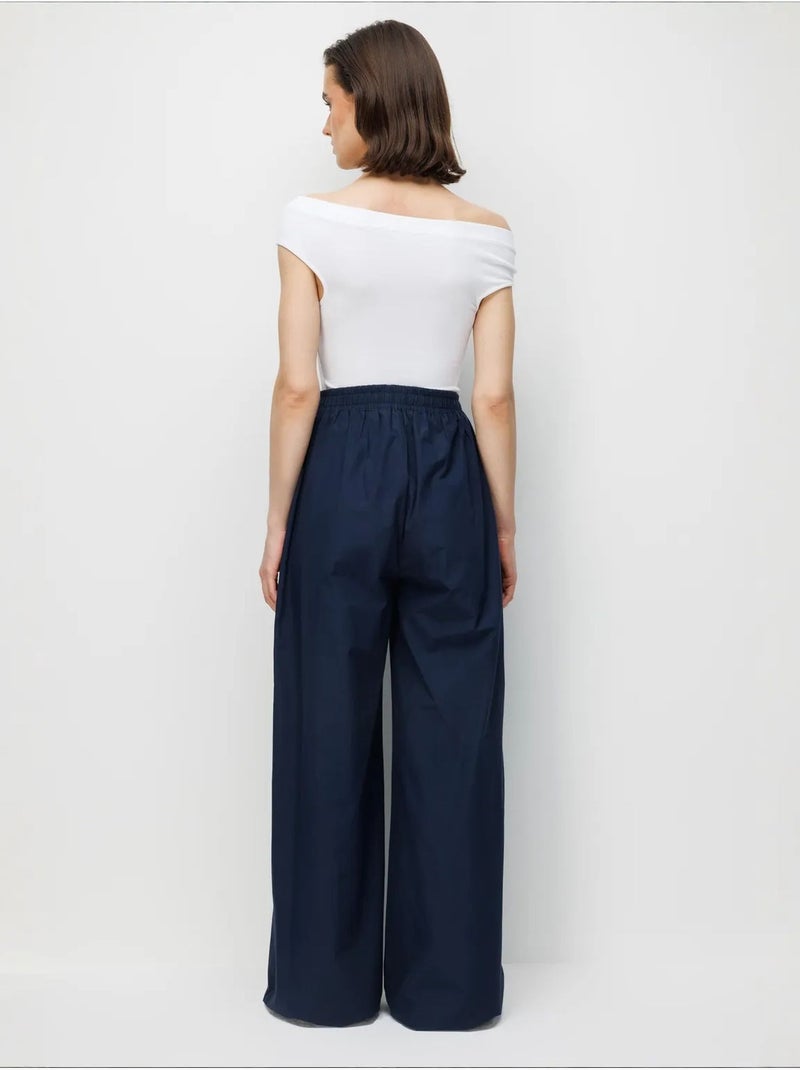 Pantalon en coton mixray Bleu marine - Kiabi