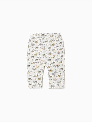 Pantalon en coton peigné avec motif maison et arbre