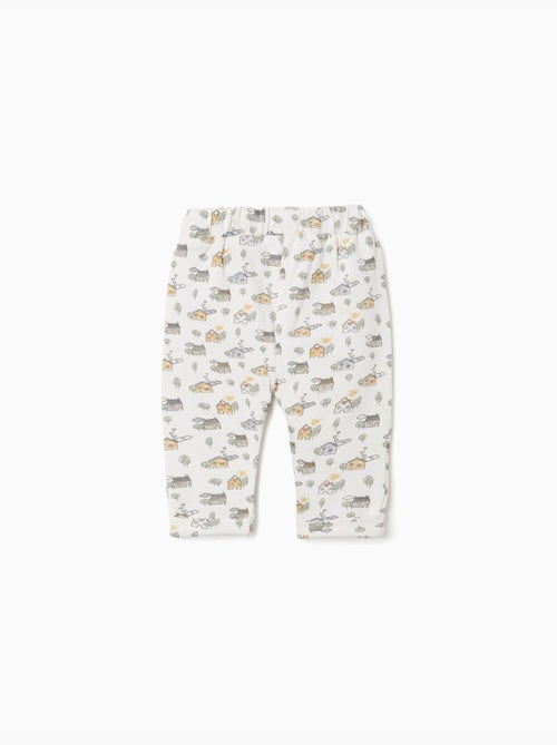 Pantalon en coton peigné avec motif maison et arbre - Kiabi